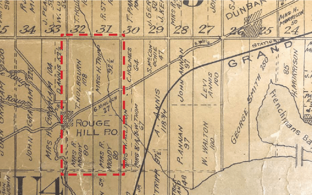 IMAGE #18 Lots 31&32, Con. 3 B.F. Map of the Township of Pickering by Chas E. Goad, 1895. (Pickering Archives, PA)