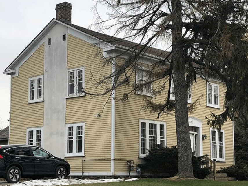 East (left) and north (right) elevations, 2019. (BA)